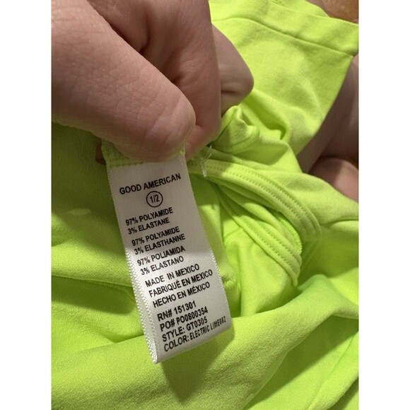 Good American Size 1/2 NWT Spandex Stretch Shirt Neon Yellow - Picture 5 of 5